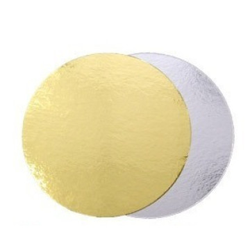 Підкладка кругла для торта 120 мм двостороння ДВОШАРОВА, золото/срібло, 5 шт.