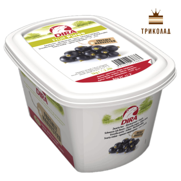 Чорна смородина з цукром 10,4%. Пюре заморожене TM Dira Бельгія 1 кг Чорна смородина з цукром 10,4%. Пюре заморожене TM Dira Бельгія 1 кг